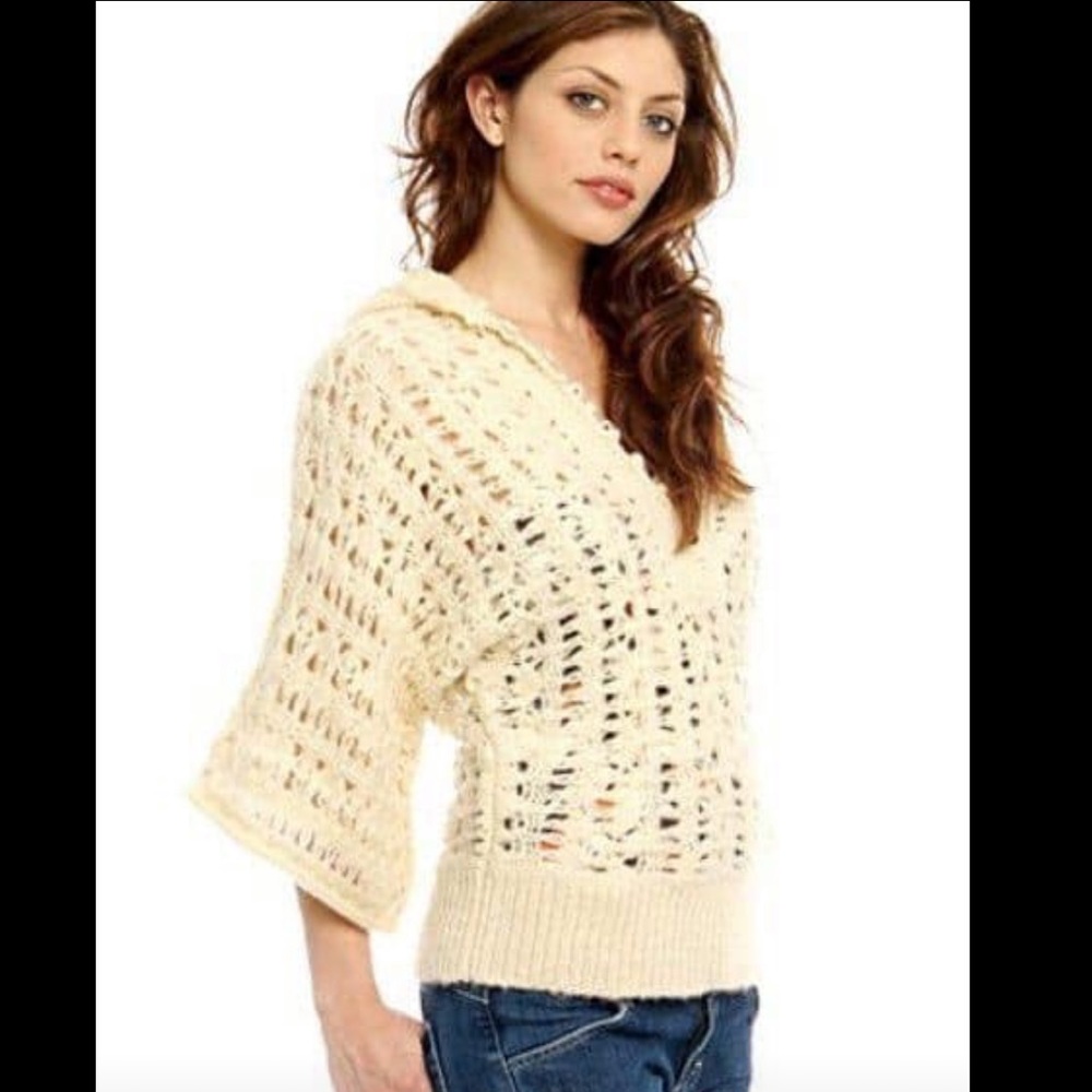 Free people hooded knit sweater top S B8